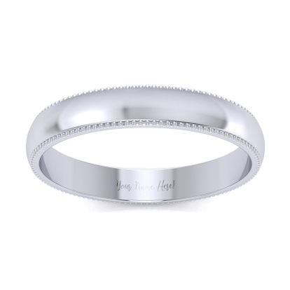Platinum 3MM Heavy Comfort Fit Milgrain Ladies and Mens Wedding Band, Size 7.5